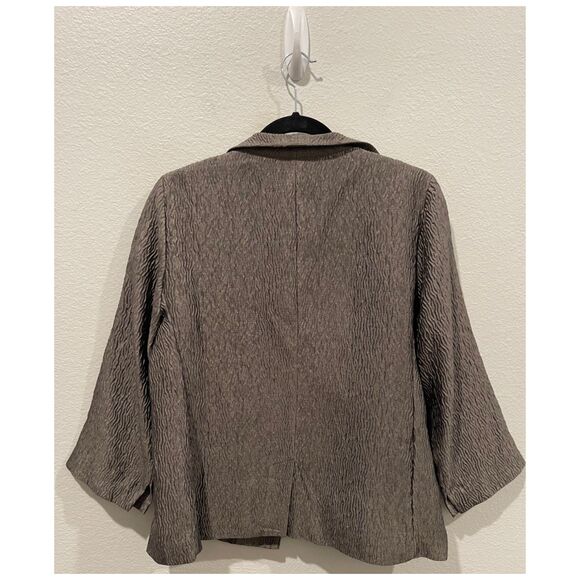 EILEEN FISHER Silk Blouse 3/4 Open Blazer Textured Set - Picture 6 of 6